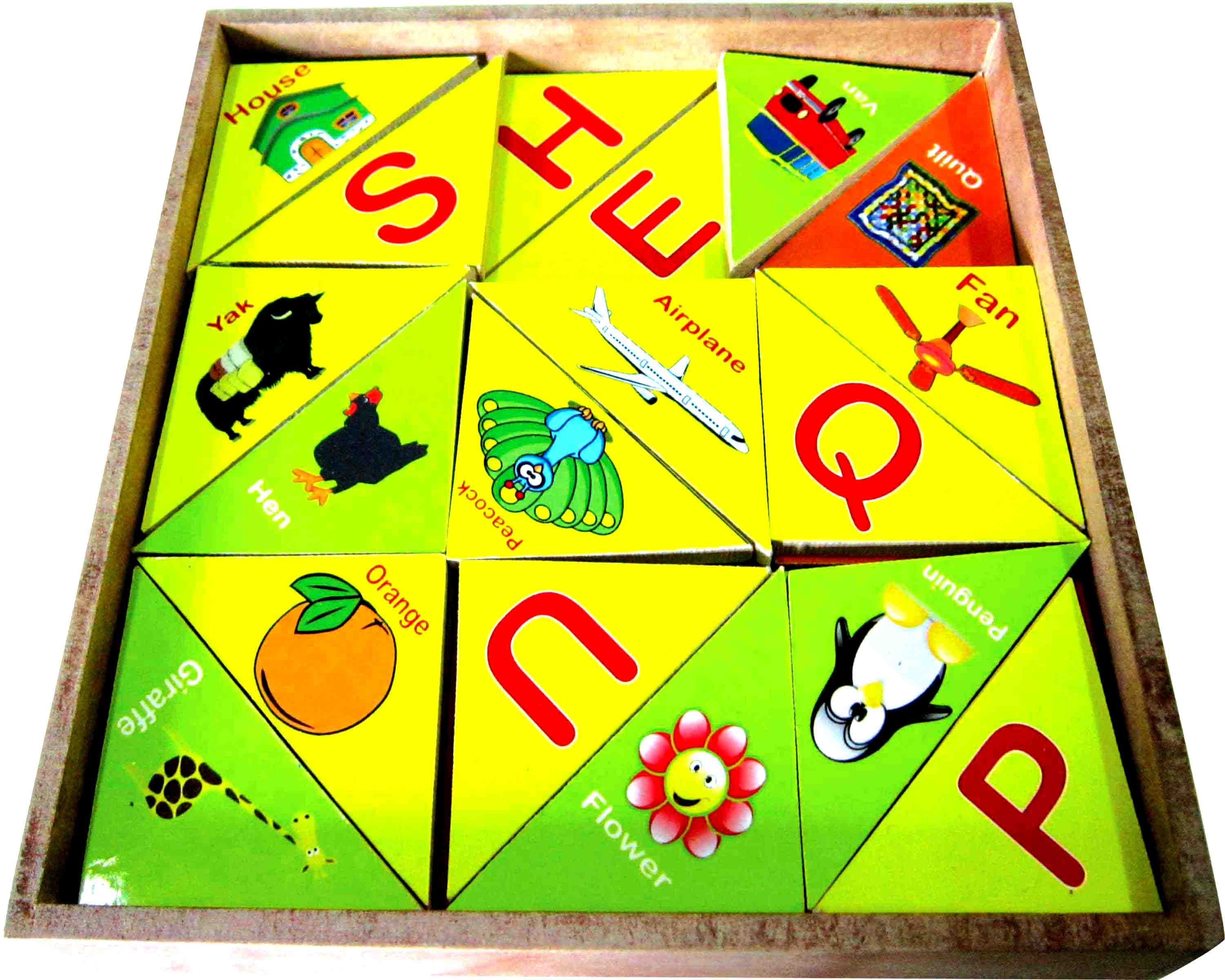 Wooden Alphabet Tiles Box 