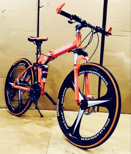 Carbon Steel Ferrari Orange Foldable Cycle, Size: 36 Inch